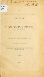 Speech in the House of Representatives, June 1, 1898, on the bill to remove disabilities of confederates of the late war_cover