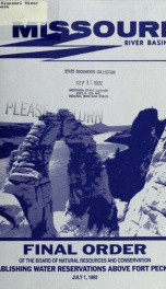 Missouri River Basin : final order of the Board of Natural Resources and Conservation establishing water reservations above Fort Peck Dam 1992_cover