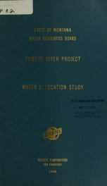 Tongue River project : water allocation study 1968_cover