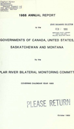 Annual report to the governments of Canada, United States, Saskatchewan, and Montana 1988_cover