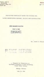 Protecting Montana's water for future use : water reservation history, status and alternatives 1984_cover