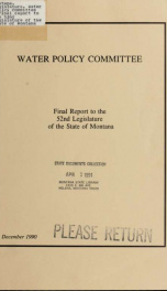 Final report to the 52nd Legislature of the State of Montana 1990_cover