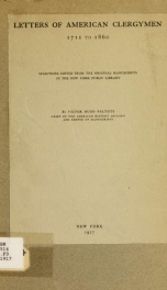 Letters of American clergymen, 1711 to 1860; selections edited from the original manuscripts in the New York public library_cover