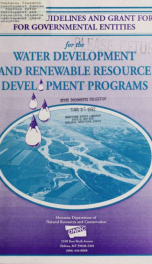 Montana water development and renewable resource development grant programs : guidelines and grant application forms 1991_cover
