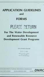 Water development and renewable resource development grant programs : guidelines and application forms for preparing grant applications 1986_cover