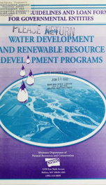 Montana water development and renewable resource development loan programs : guidelines and loan application forms 1991_cover