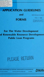 Montana water development and renewable resource development public loan programs : guidelines and application forms for preparing public loan applications 1988?_cover