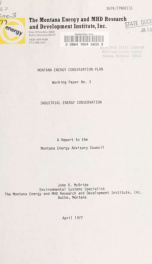 Montana energy conservation plan: working paper 1977 PAPER NO. 3_cover