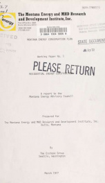 Montana energy conservation plan: working paper 1977 PAPER NO. 1_cover