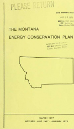 The Montana energy conservation plan 1978_cover
