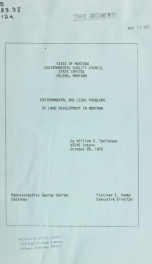 Environmental and legal problems of land development in Montana 1972_cover