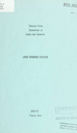 Labor Standards Division : 1972-73 fiscal year 1973_cover