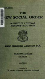 The new social order : a study of post-war reconstruction_cover