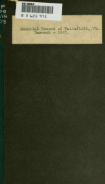 The memorial record of Waitsfield, Vermont_cover