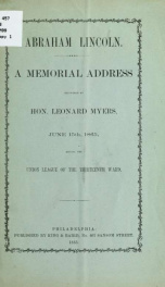 Abraham Lincoln : a memorial address_cover