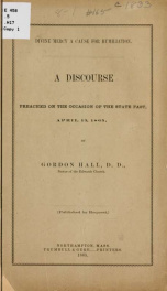 Divine mercy a cause for humiliation. A discourse preached on the occasion of the state fast, April 13, 1865_cover