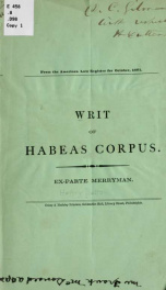 Writ of habeas corpus. Ex-parte Merryman_cover