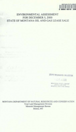 Environmental assessment for ..., State of Montana oil and gas lease sale DEC 2000_cover
