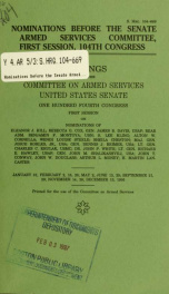 Nominations before the Senate Armed Services Committee, first session, 104th Congress : hearings before the Committee on Armed Services, United States Senate, One Hundred Fourth Congress, first session, on nominations of Eleanor J. Hill, Rebecca G. Cox, G_cover