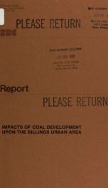 Impacts of coal development upon the Billings urban area 1980_cover