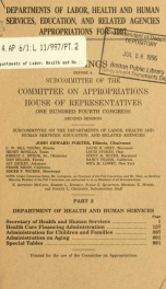 Departments of Labor, Health and Human Services, Education, and related agencies appropriations for 1997 : hearings before a subcommittee of the Committee on Appropriations, House of Representatives, One Hundred Fourth Congress, second session 2_cover