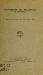 Restriction of immigration. Question; Resolvd:[sic] that immigration to the United States should be further restricted_cover