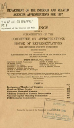 Department of the Interior and related agencies appropriations for 1997 : hearings before a subcommittee of the Committee on Appropriations, House of Representatives, One Hundred Fourth Congress, second session Part 9_cover
