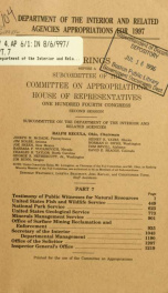 Department of the Interior and related agencies appropriations for 1997 : hearings before a subcommittee of the Committee on Appropriations, House of Representatives, One Hundred Fourth Congress, second session Part 7_cover