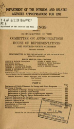 Department of the Interior and related agencies appropriations for 1997 : hearings before a subcommittee of the Committee on Appropriations, House of Representatives, One Hundred Fourth Congress, second session Part 6_cover