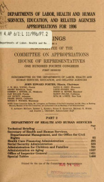 Departments of Labor, Health and Human Services, Education, and Related Agencies appropriations for 1996 : hearings before a subcommittee of the Committee on Appropriations, House of Representatives, One Hundred Fourth Congress, first session 2_cover