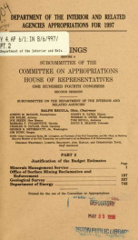 Department of the Interior and related agencies appropriations for 1997 : hearings before a subcommittee of the Committee on Appropriations, House of Representatives, One Hundred Fourth Congress, second session Part 2_cover