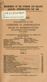 Department of the Interior and related agencies appropriations for 1996 : hearings before a subcommittee of the Committee on Appropriations, House of Representatives, One Hundred Fourth Congress, first session Part 11_cover