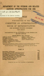 Department of the Interior and related agencies appropriations for 1996 : hearings before a subcommittee of the Committee on Appropriations, House of Representatives, One Hundred Fourth Congress, first session Part 10_cover