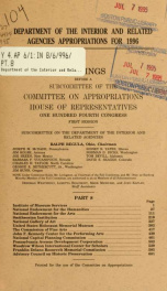 Department of the Interior and related agencies appropriations for 1996 : hearings before a subcommittee of the Committee on Appropriations, House of Representatives, One Hundred Fourth Congress, first session Part 8_cover
