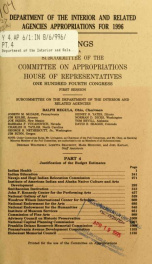 Department of the Interior and related agencies appropriations for 1996 : hearings before a subcommittee of the Committee on Appropriations, House of Representatives, One Hundred Fourth Congress, first session Part 4_cover