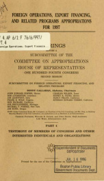 Foreign operations, export financing, and related programs appropriations for 1997 and supplemental for 1996 : hearings before a subcommittee of the Committee on Appropriations, House of Representatives, One Hundred Fourth Congress, second session Part 4_cover