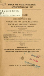 Energy and water development appropriations for 1997 : hearings before a subcommittee of the Committee on Appropriations, House of Representatives, One Hundred Fourth Congress, second session Part 8_cover