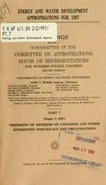 Energy and water development appropriations for 1997 : hearings before a subcommittee of the Committee on Appropriations, House of Representatives, One Hundred Fourth Congress, second session Part 7_cover