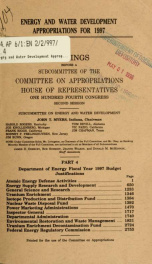 Energy and water development appropriations for 1997 : hearings before a subcommittee of the Committee on Appropriations, House of Representatives, One Hundred Fourth Congress, second session Part 4_cover