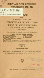 Energy and water development appropriations for 1996 : hearings before a subcommittee of the Committee on Appropriations, House of Representatives, One Hundred Fourth Congress, first session Part 8_cover