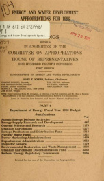 Energy and water development appropriations for 1996 : hearings before a subcommittee of the Committee on Appropriations, House of Representatives, One Hundred Fourth Congress, first session Part 4_cover