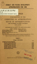 Energy and water development appropriations for 1996 : hearings before a subcommittee of the Committee on Appropriations, House of Representatives, One Hundred Fourth Congress, first session Part 2_cover