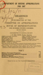 Department of Defense appropriations for 1997 : hearings before a subcommittee of the Committee on Appropriations, House of Representatives, One Hundred Fourth Congress, second session Part 3_cover