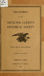 Proceedings of the Richland County historical society .._cover