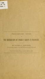 Preliminary notes on the distribution of foreign groups in Wisconsin .._cover