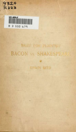 Brief for plaintiff: Bacon vs. Shakespeare_cover
