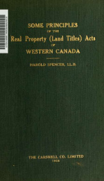 Some principles of the real property (land titles) acts of Western Canada_cover