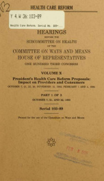 Health care reform : hearings before the Subcommittee on Health of the Committee on Ways and Means, House of Representatives, One Hundred Third Congress, first session 10_cover