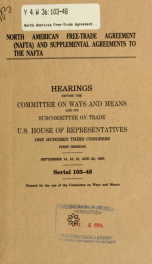 North American Free-Trade Agreement (NAFTA) and supplemental agreements to the NAFTA : hearings before the Committee on Ways and Means and its Subcommittee on Trade, U.S. House of Representatives, One Hundred Third Congress, first session, September 14, 1_cover