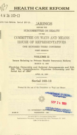 Health care reform : hearings before the Subcommittee on Health of the Committee on Ways and Means, House of Representatives, One Hundred Third Congress, first session 2_cover